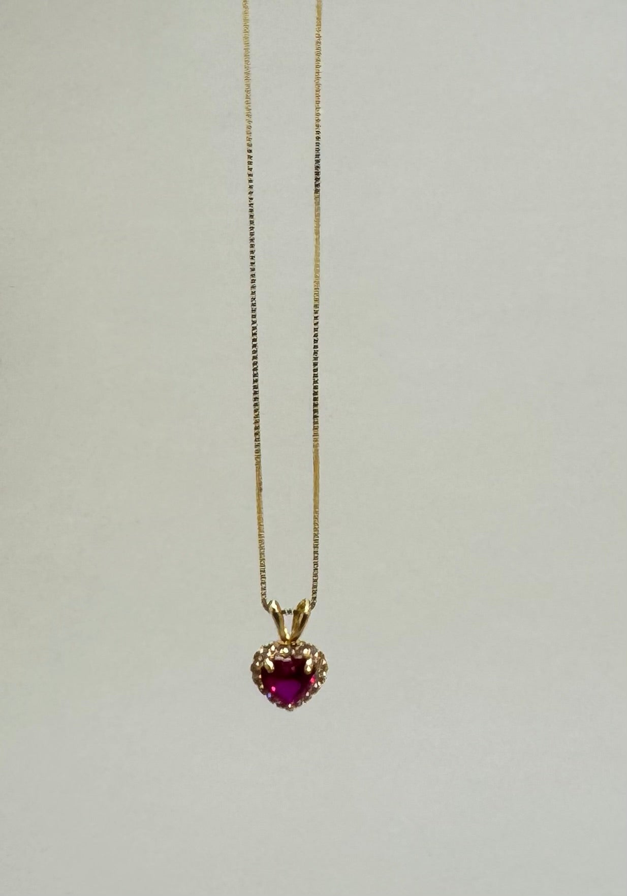 14k Gold Box Chain necklace with heart pendant for women