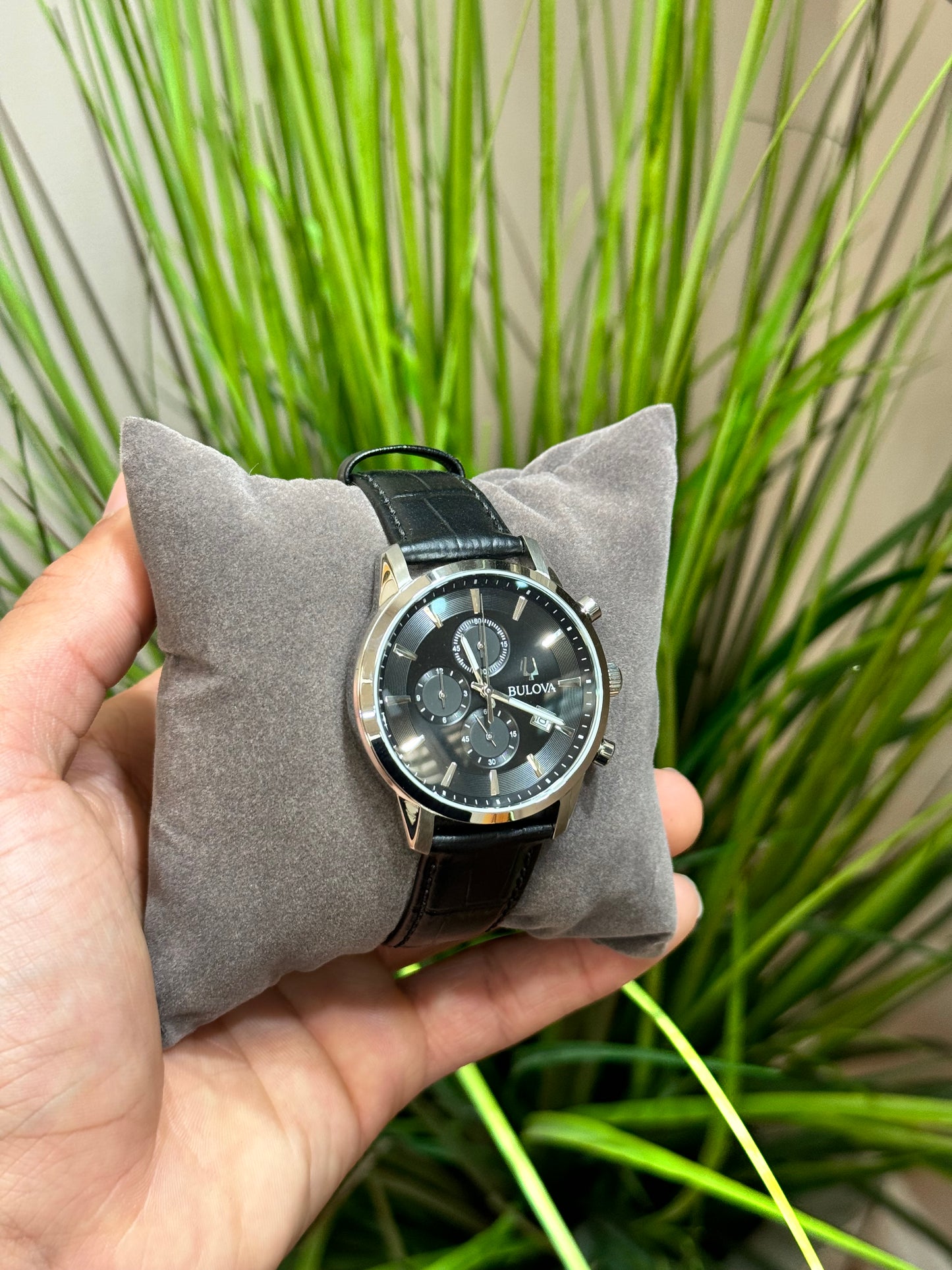 Men's Chronograph Classic Sutton Black Leather Strap Watch 41mm