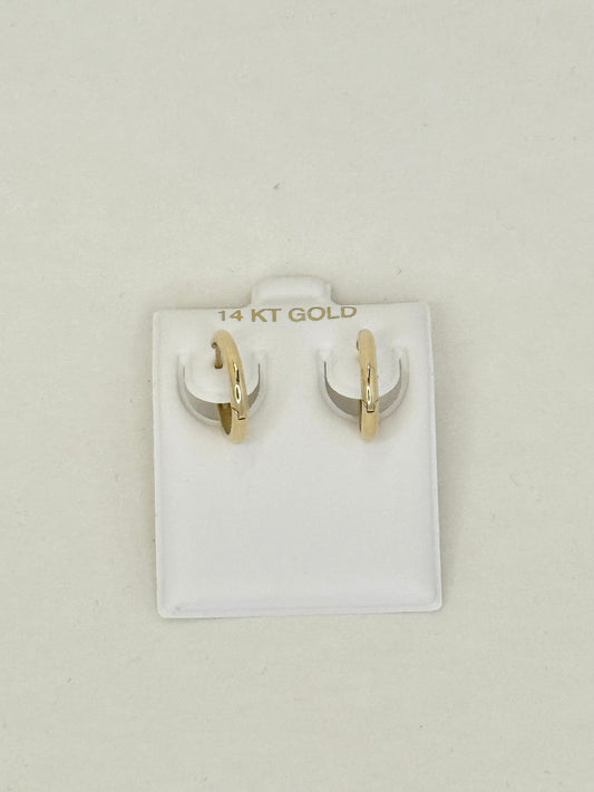 14k gold Huggie round earring