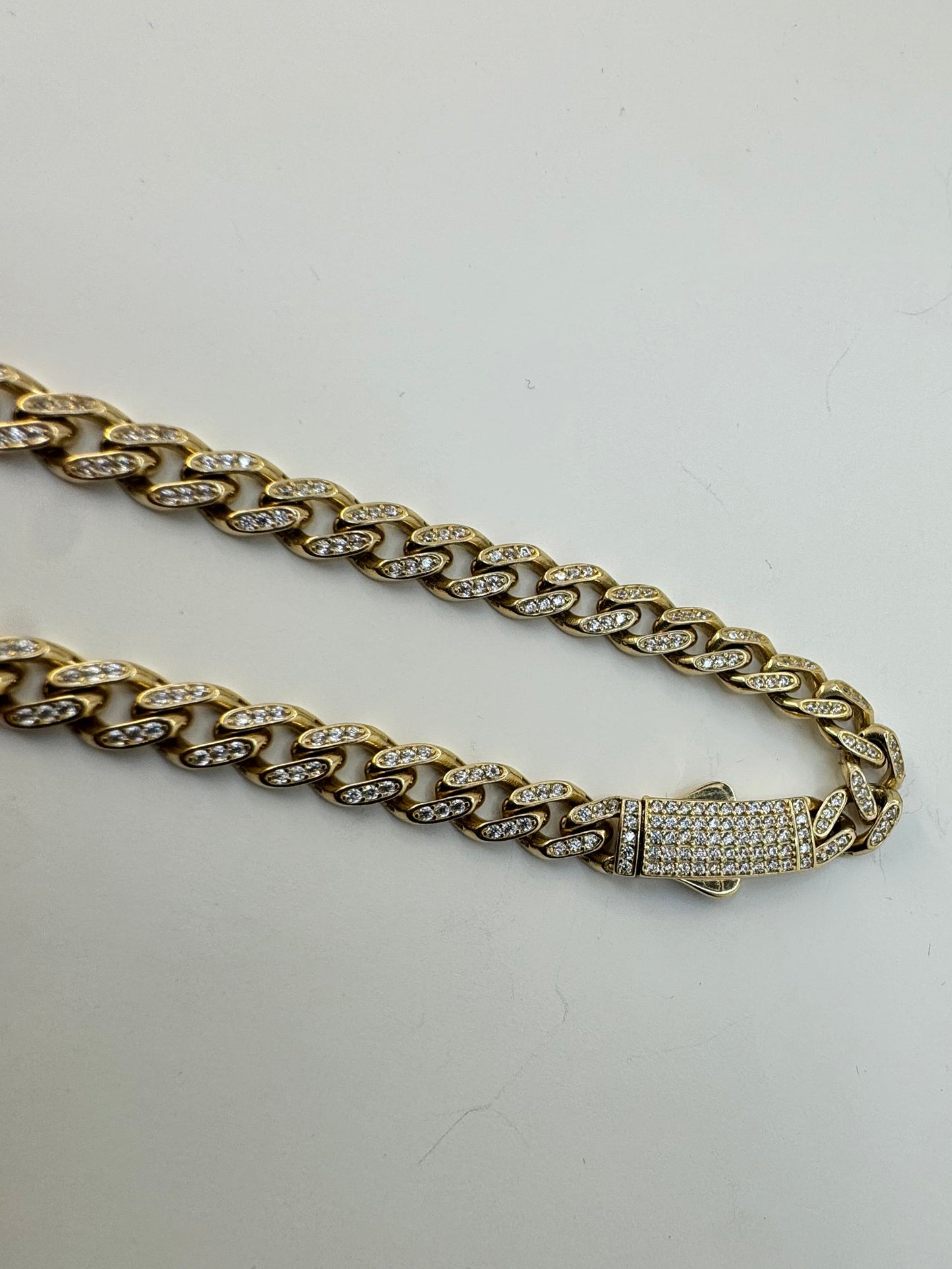 14K Gold 18'' inch Miami Cuban Semi-Solid Chain