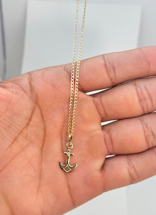 2 tone 14k Gold Cuban link chain with pendant