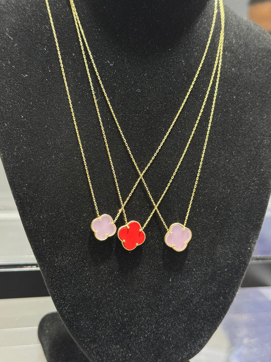 ✨ 14K Gold Clover Necklace – 20” for Her ✨