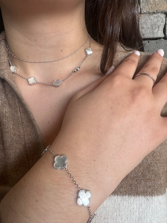 Clover set bundle necklace and bracelet for women