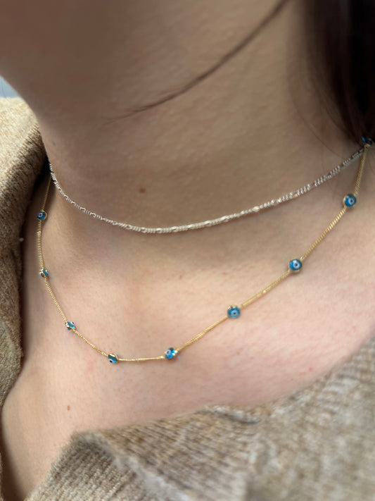 14k gold Evil Eye necklace for women 16” inches