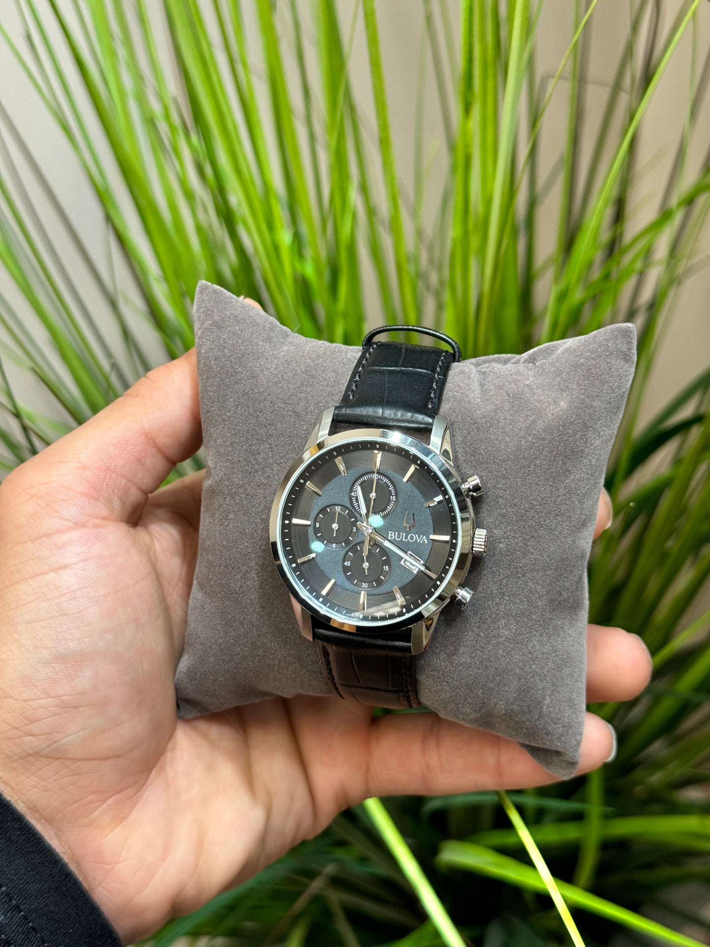 Men's Chronograph Classic Sutton Black Leather Strap Watch 41mm