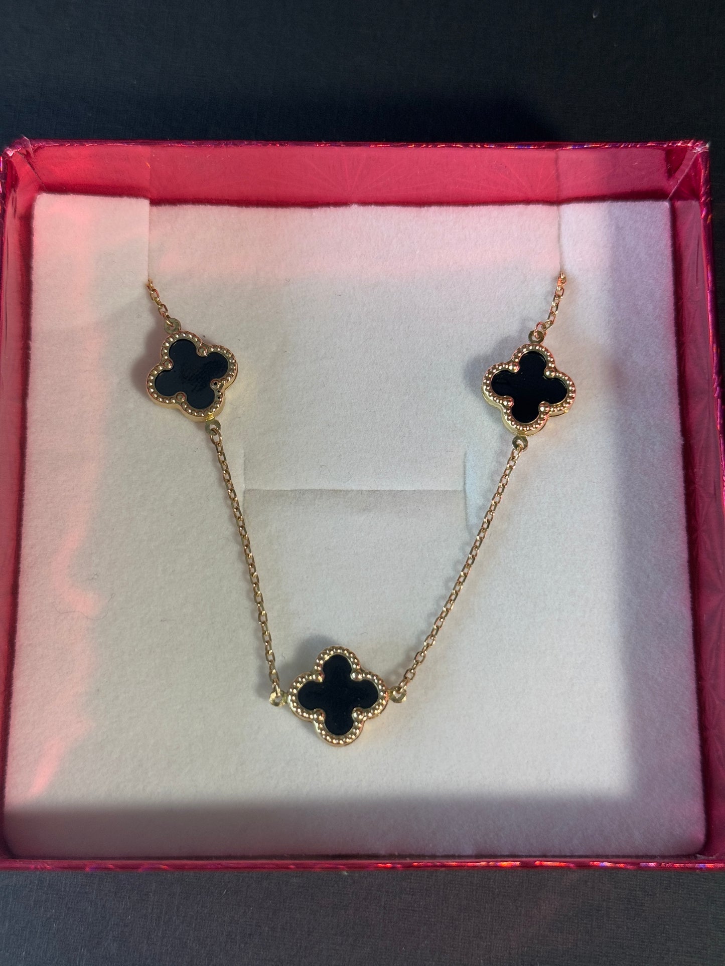 14k gold 18”inch clover chain Necklace for women