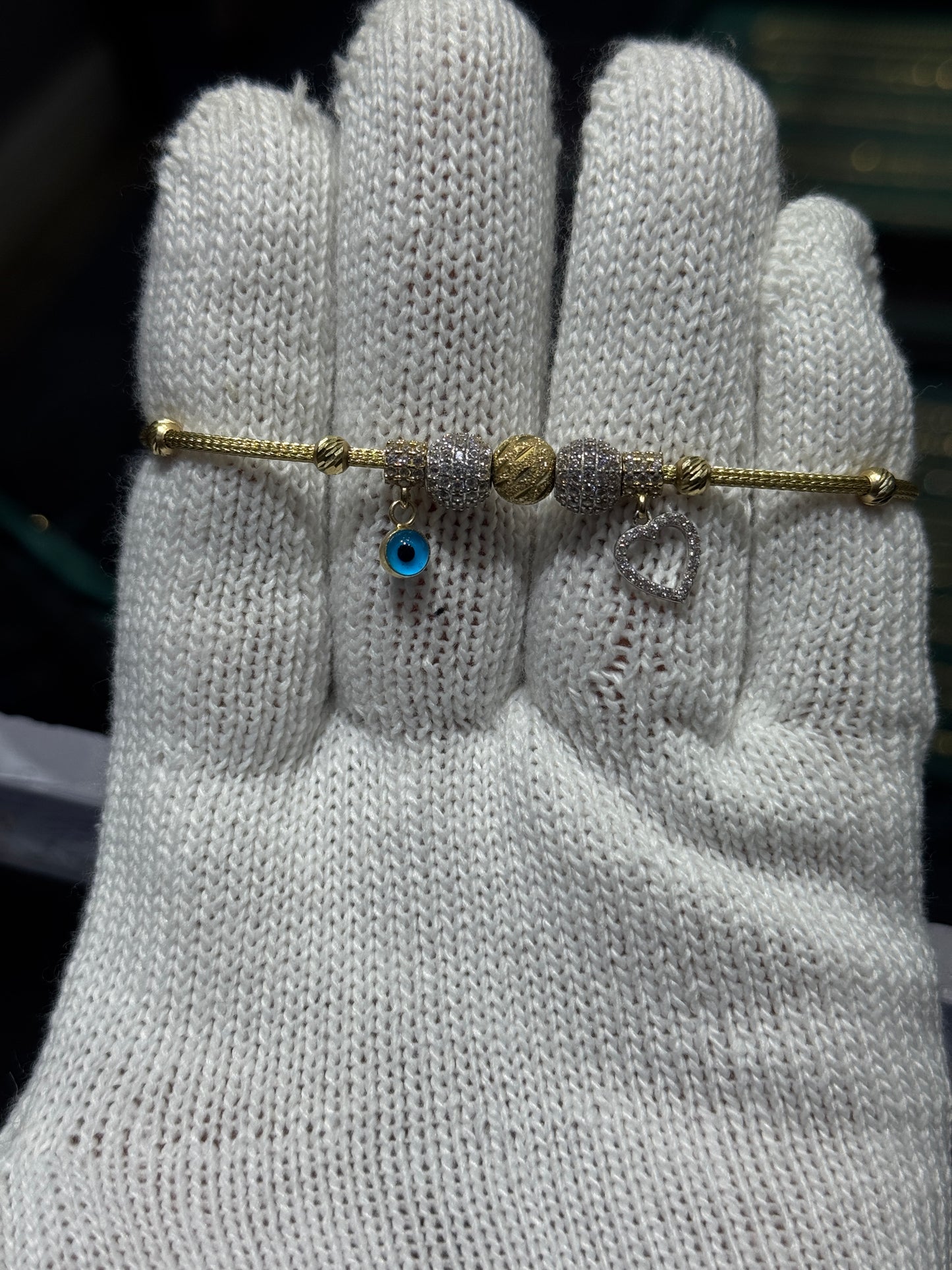 💎 14K Gold Women’s Heart Bracelet 8” inch long – Elegant Charming