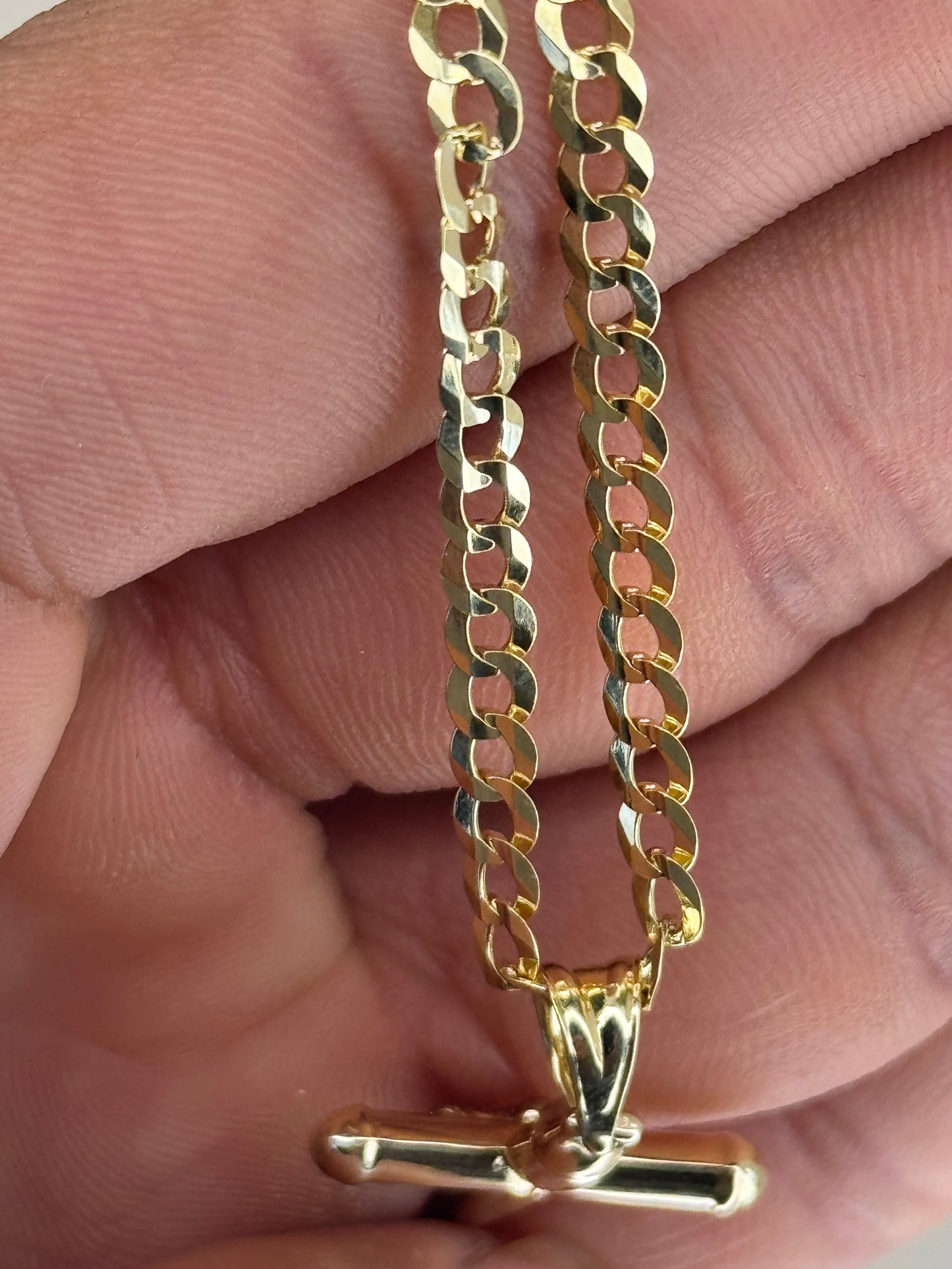 14k Gold curb link with cross