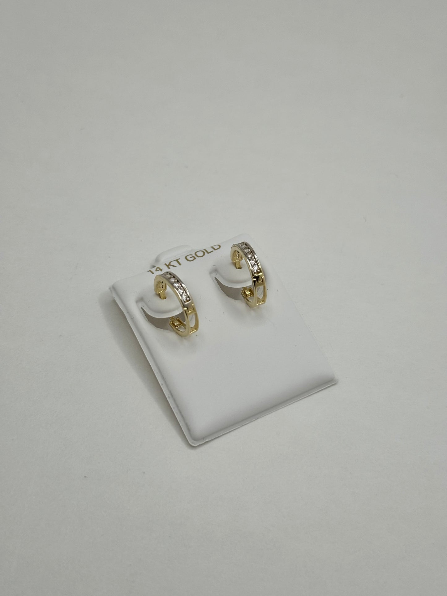 14k Gold Huggie earrings for women with cubic zirconia