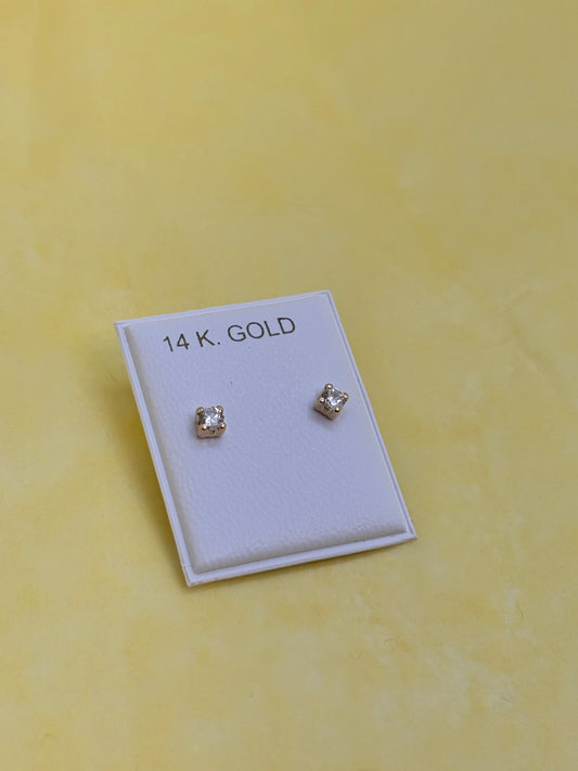 14k gold Cubic Zirconia stud earring Unisex
