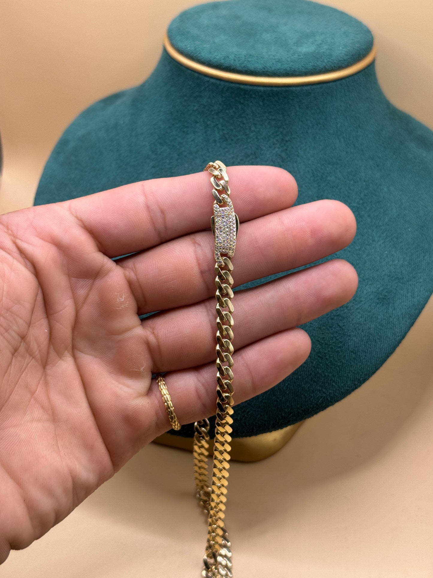 14K Gold Choker Necklace 16” with CZ Lock Pendant – Dainty Gold Necklace for Women, Real Gold Jewelry Gift