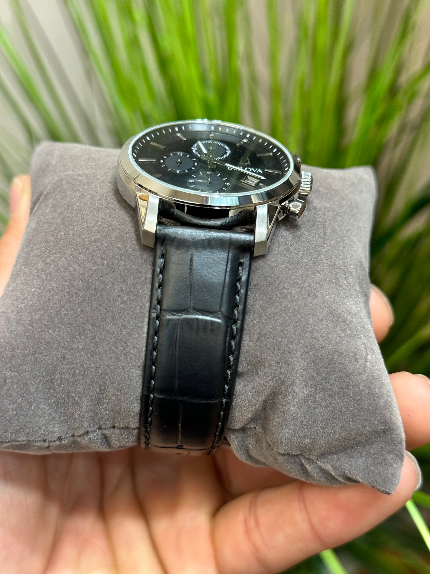 Men's Chronograph Classic Sutton Black Leather Strap Watch 41mm