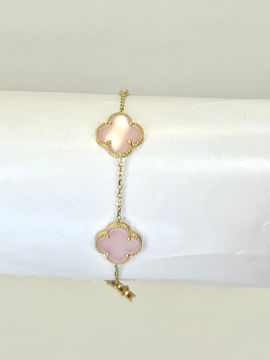 14k gold Clover charm bracelet for women
