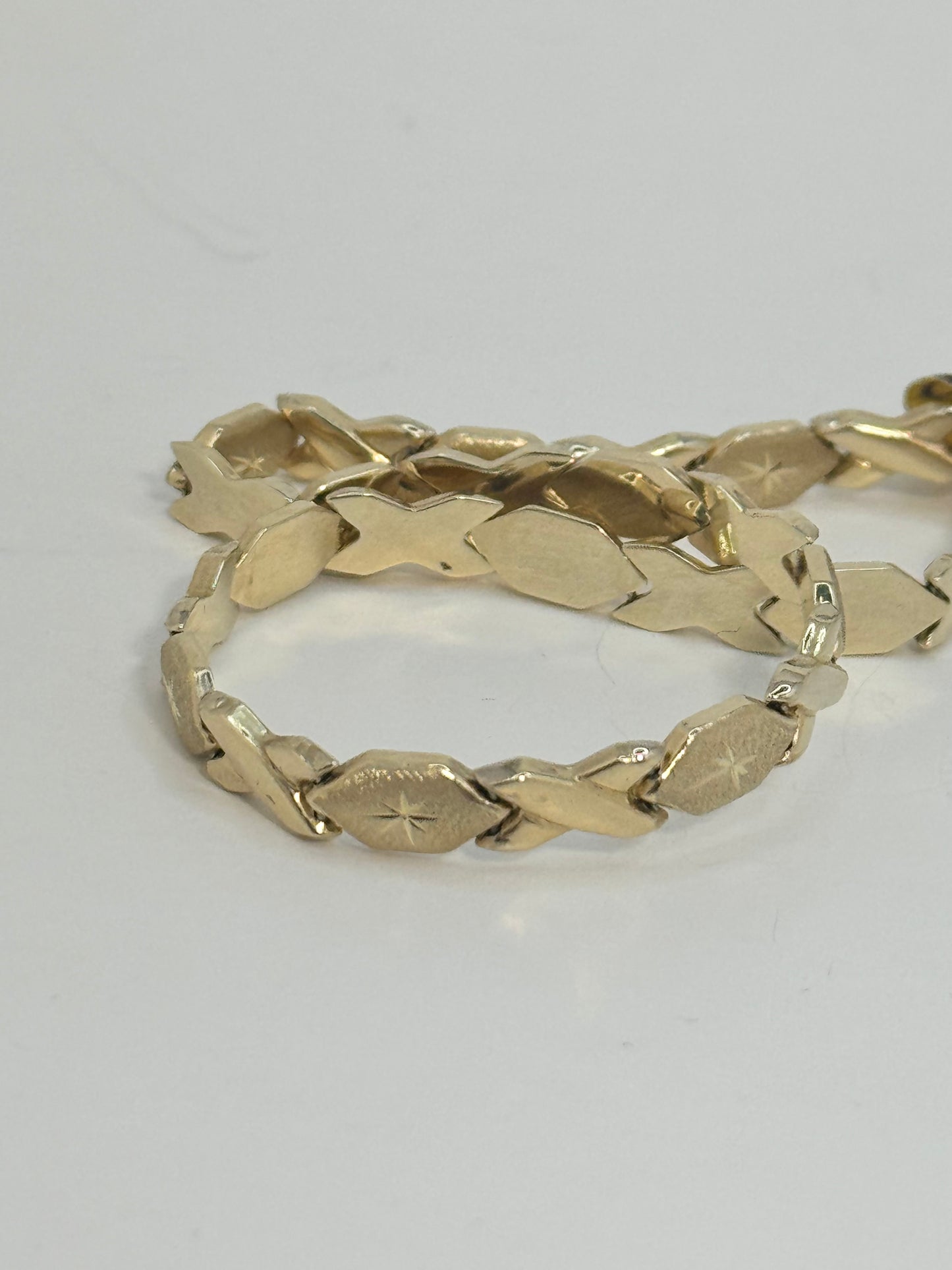 14K Real Yellow Gold "Hugs & Kisses" Bracelet