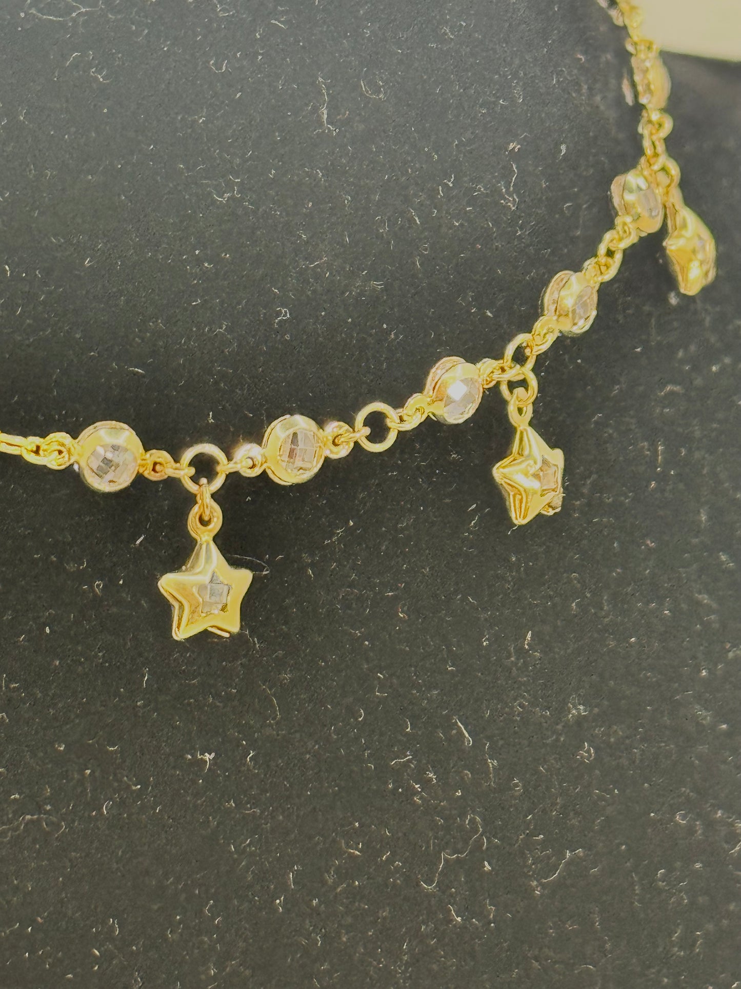 14k gold/ star bracelet with cubic sparkling zirconia stone