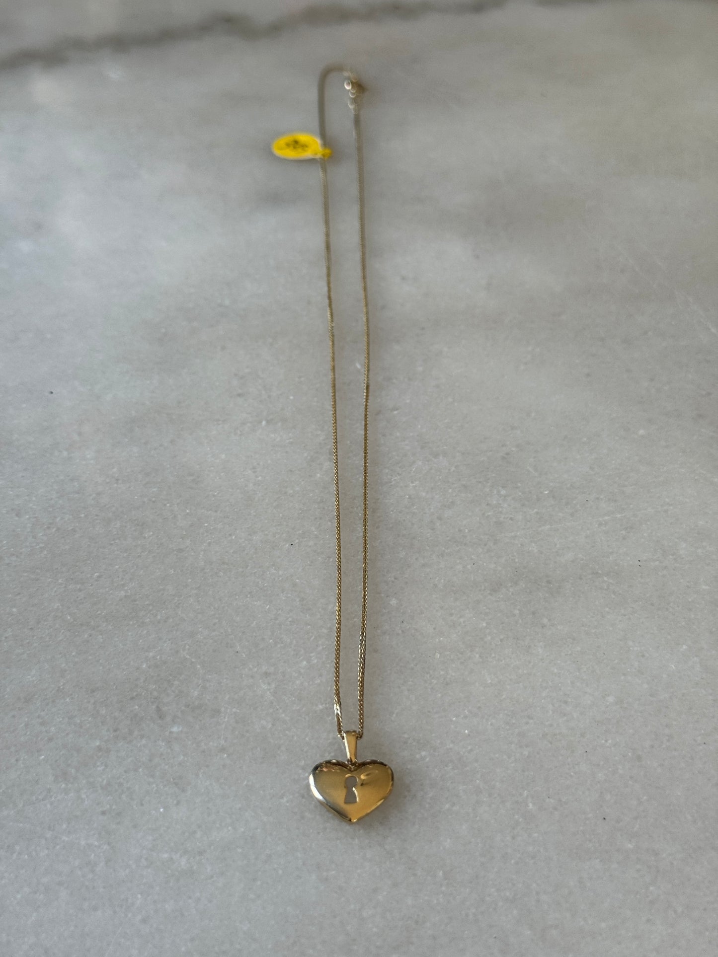 Solid 14K Gold Wheat Chain with Heart Pendant for women