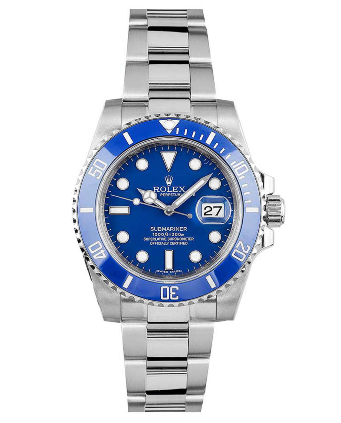 Rolex Stainless Steel Submariner Ceramic Factory Blue Dial 116610