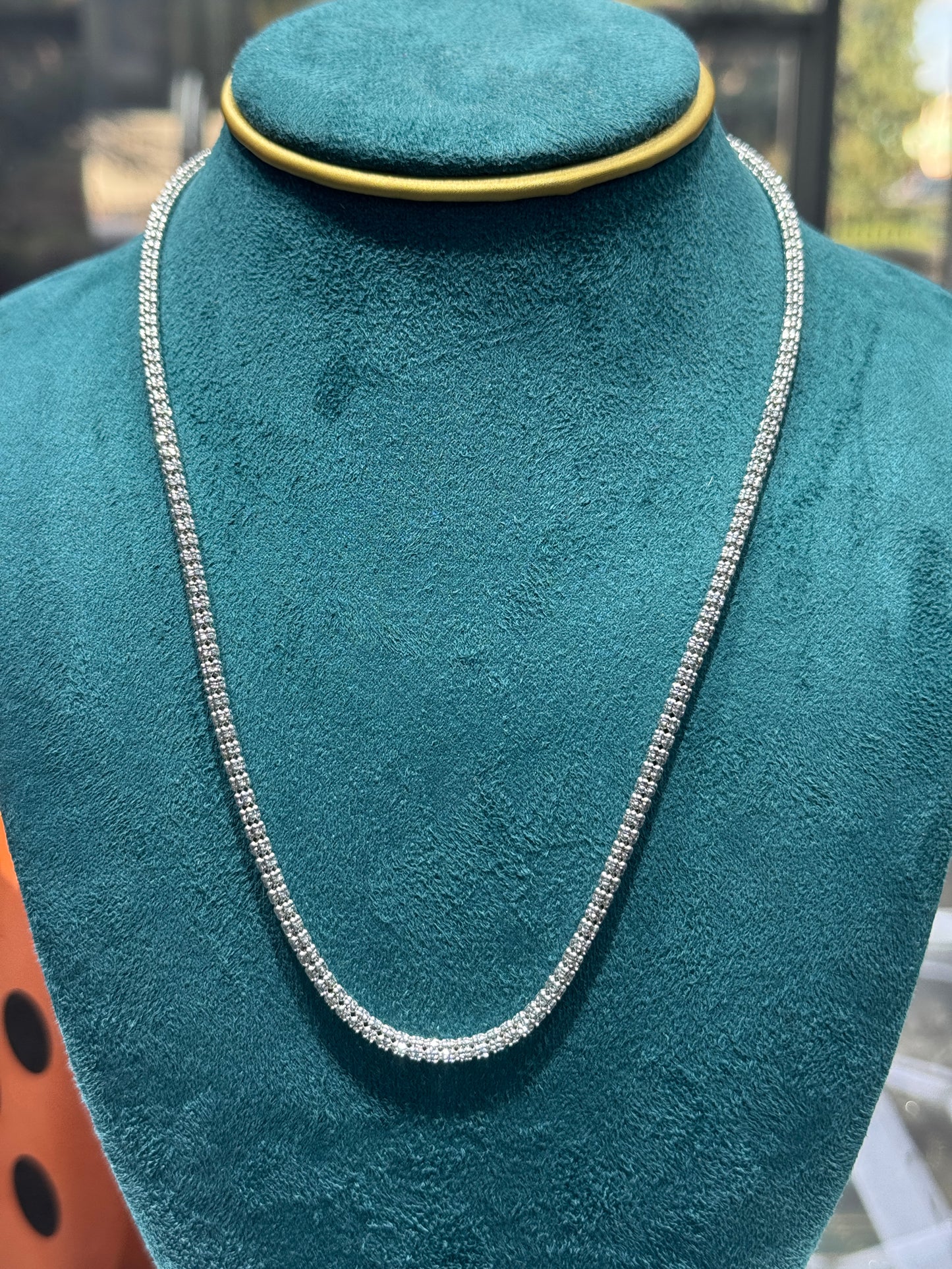 14k white gold ice 3.1mm ice chain 20”inch For men