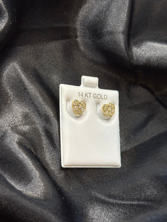 14k gold heart zircon earrings for women