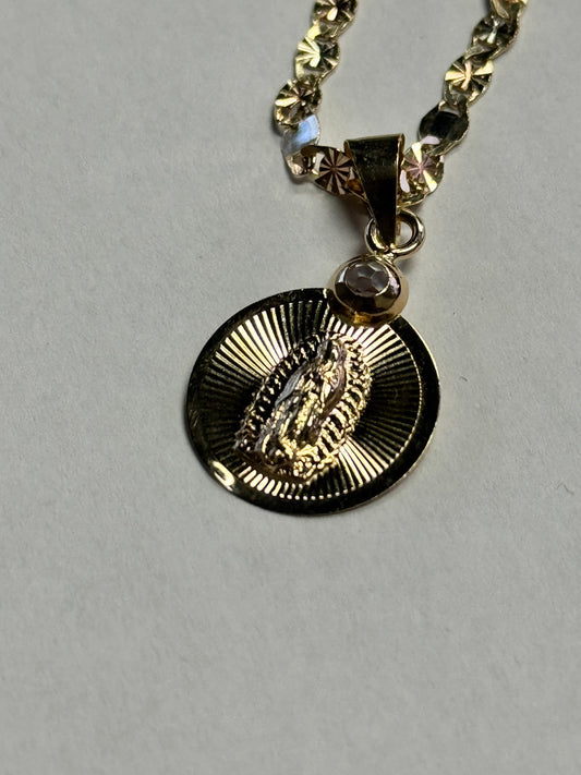 14K Gold 3-Tone Virgin Mary Necklace – A Divine Statement of Faith