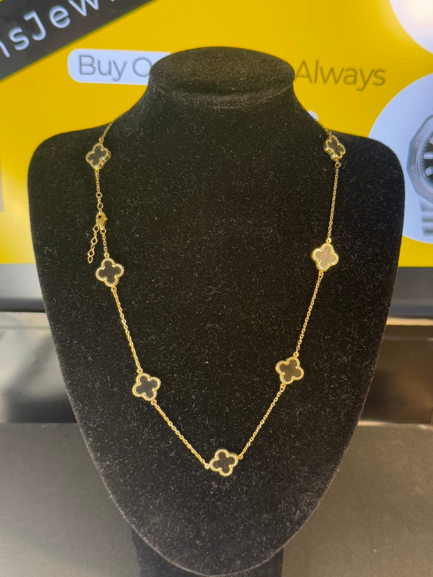 14k gold 18”inch clover chain Necklace for women