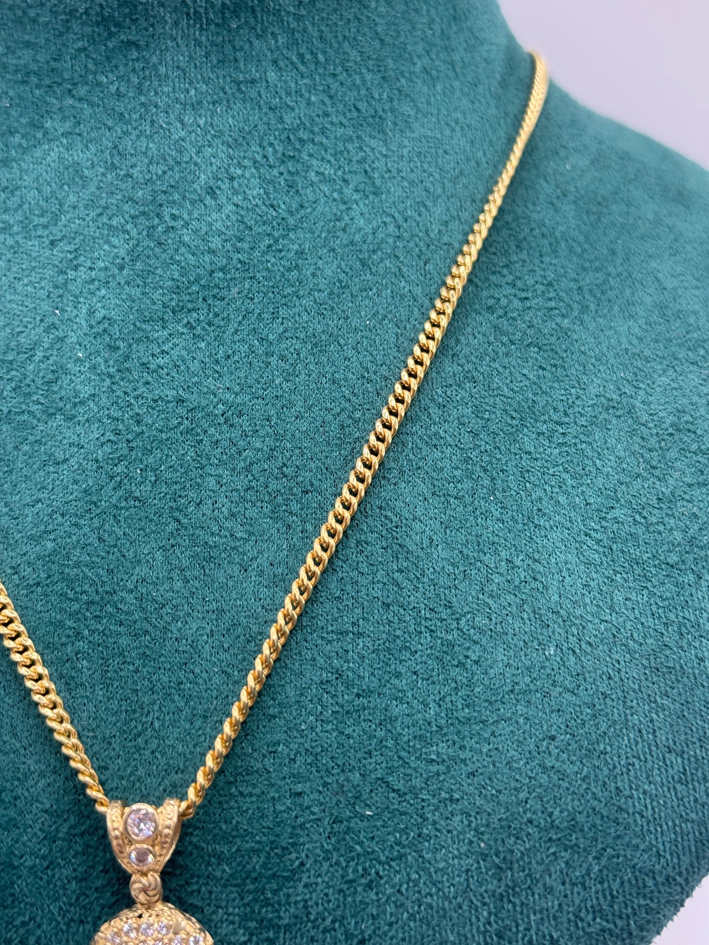 14K Gold Miami Cuban Link Necklace with Jesus Face Pendant – 24”