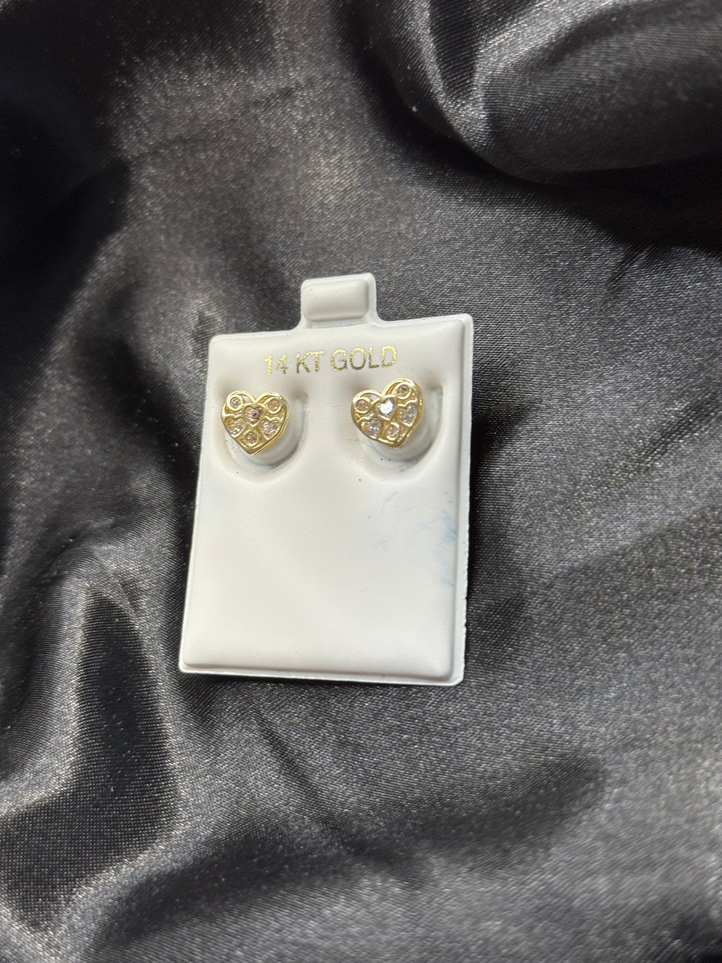 14k gold heart zircon earrings for women