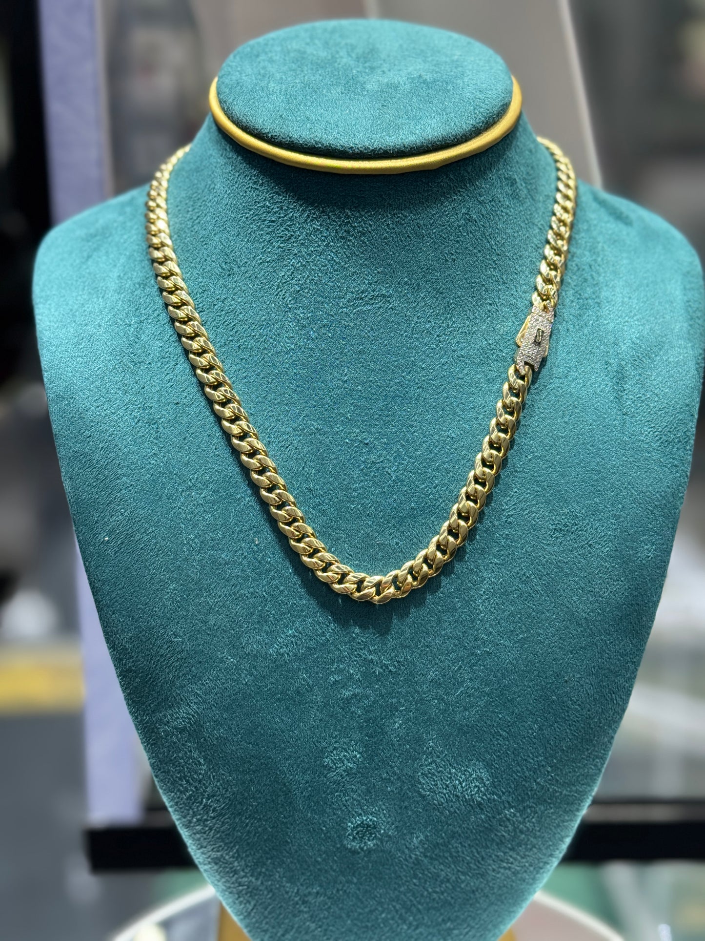 (14K Gold Hollow cuban Chain – 18Inch (Approx. 18.5g) 7.2mm – necklace for women