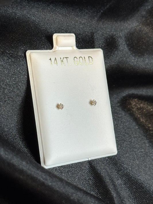 14K Yellow Gold Stud Earrings for Women 2mm