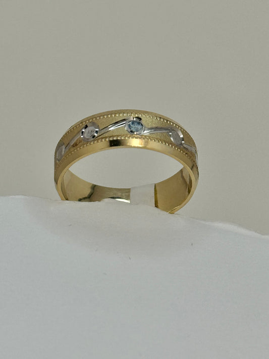 14k gold 2 tone wedding band