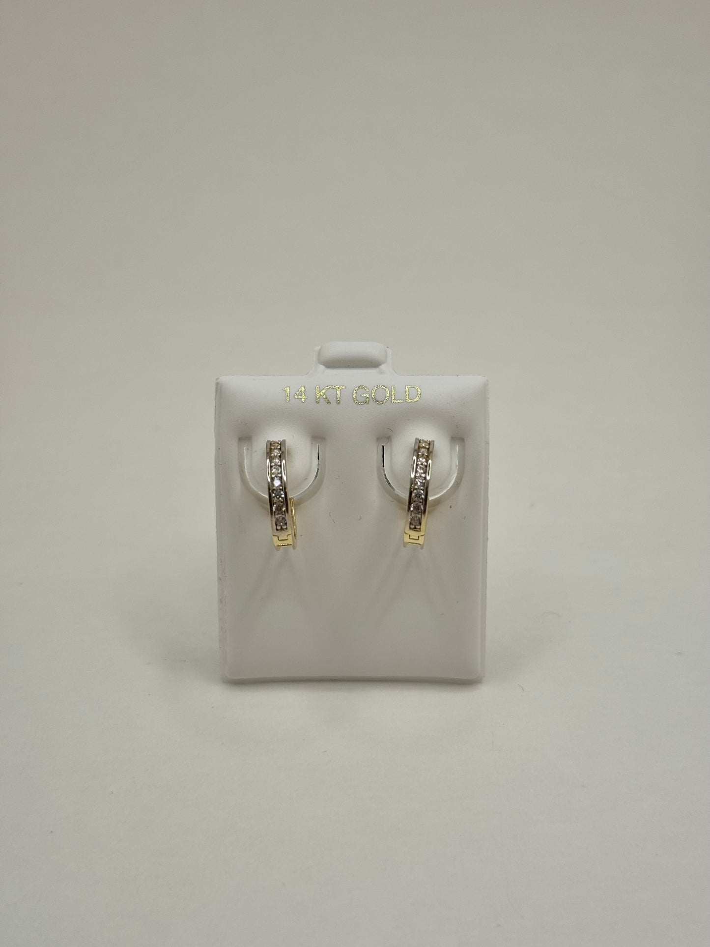 14k Gold Huggie earrings for women with cubic zirconia