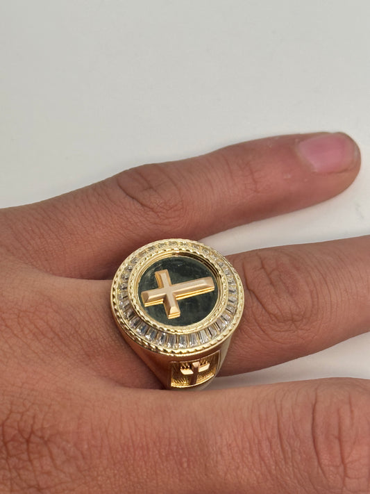 14k Solid Gold Cross ring for Men