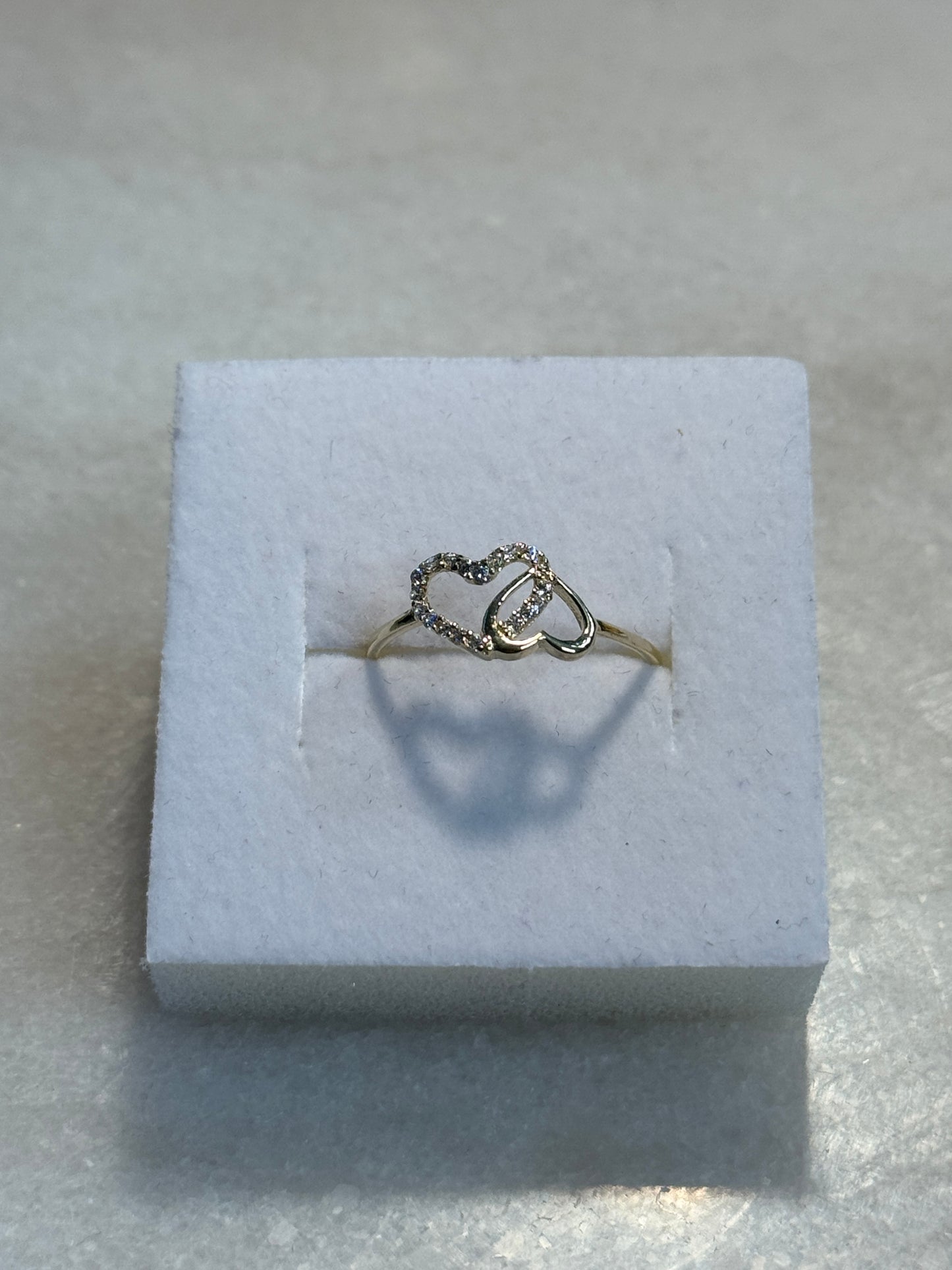 14K Gold double heart Ring with ZC for Women ❤️