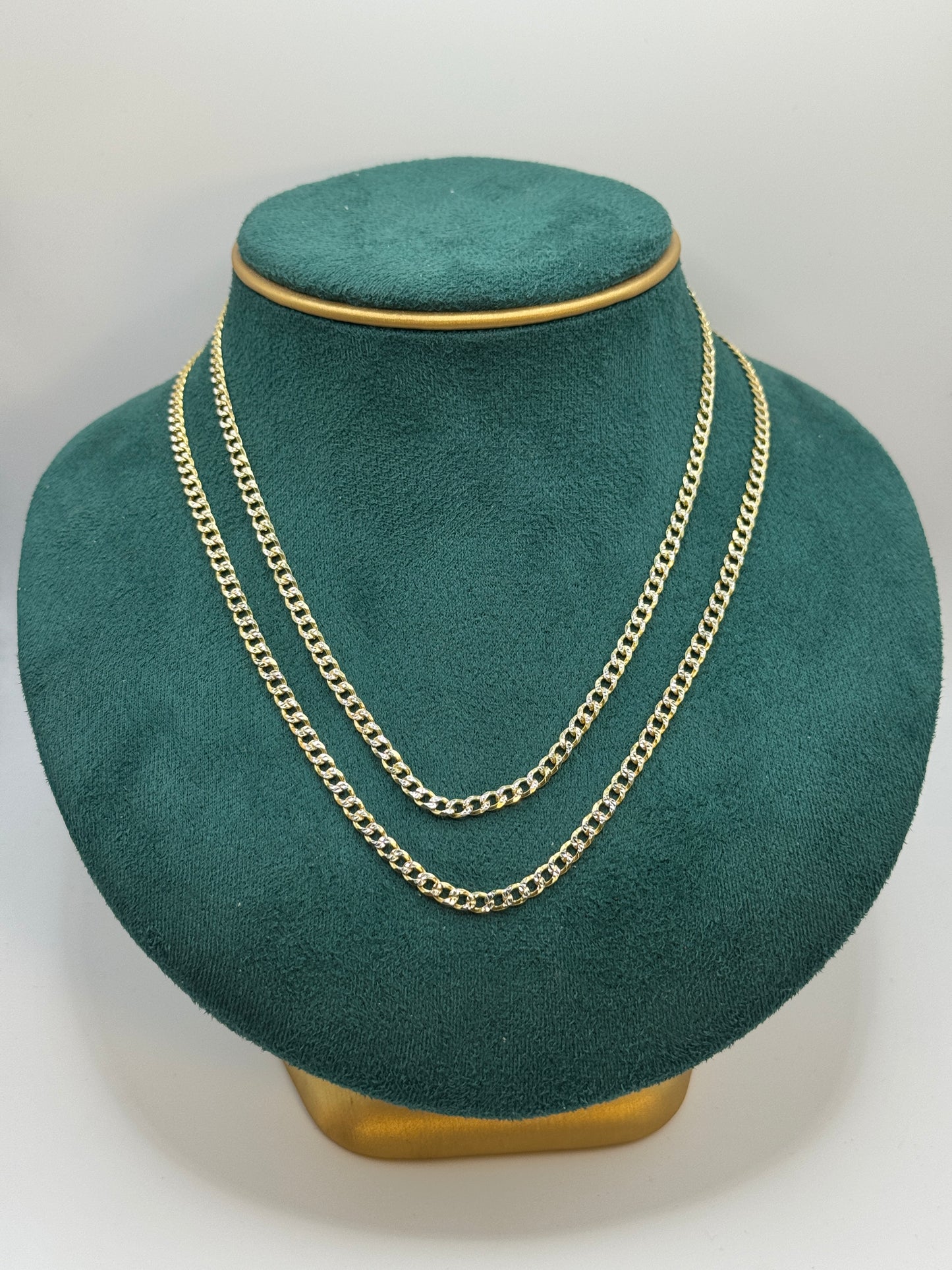 925 Silver Two-Tone Gold Plated Curb Link Chain