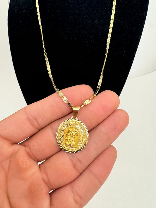 14k Gold chain xoxo necklace 20”inch with angel pendant