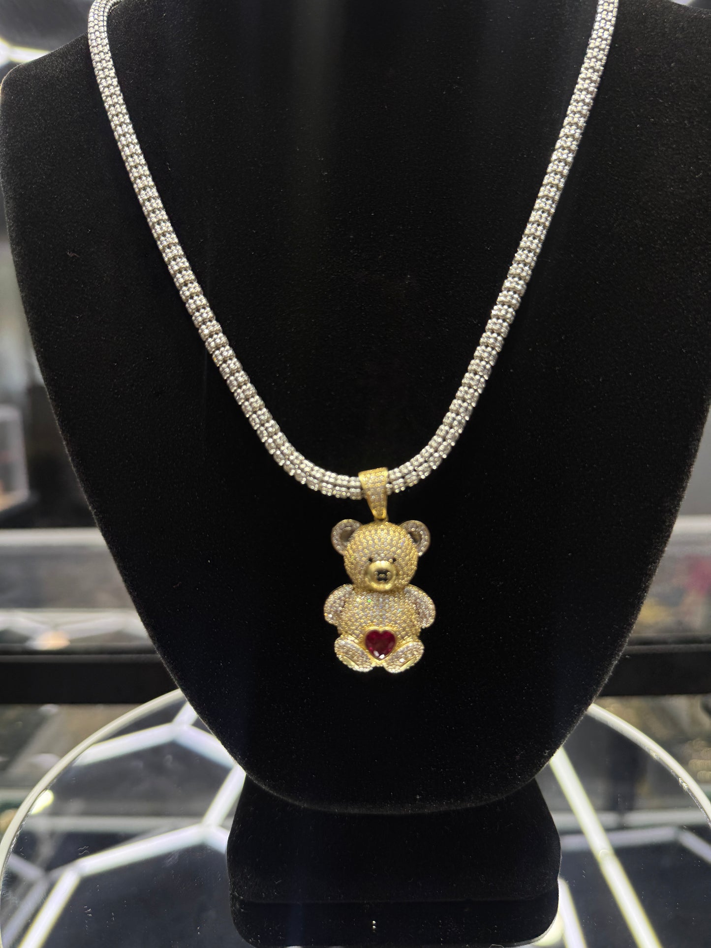 14k gold Ice chain with pendant for men