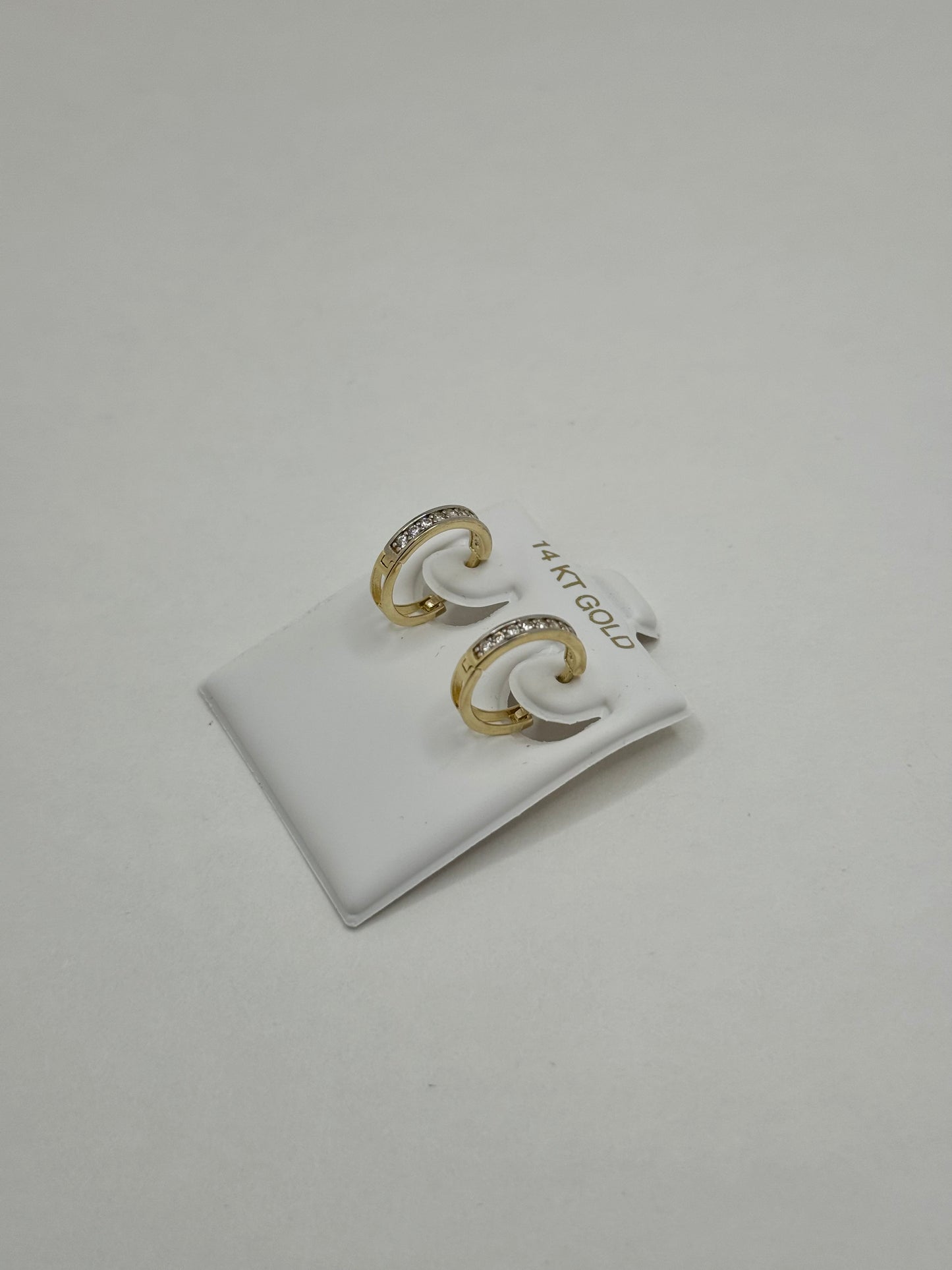 14k Gold Huggie earrings for women with cubic zirconia