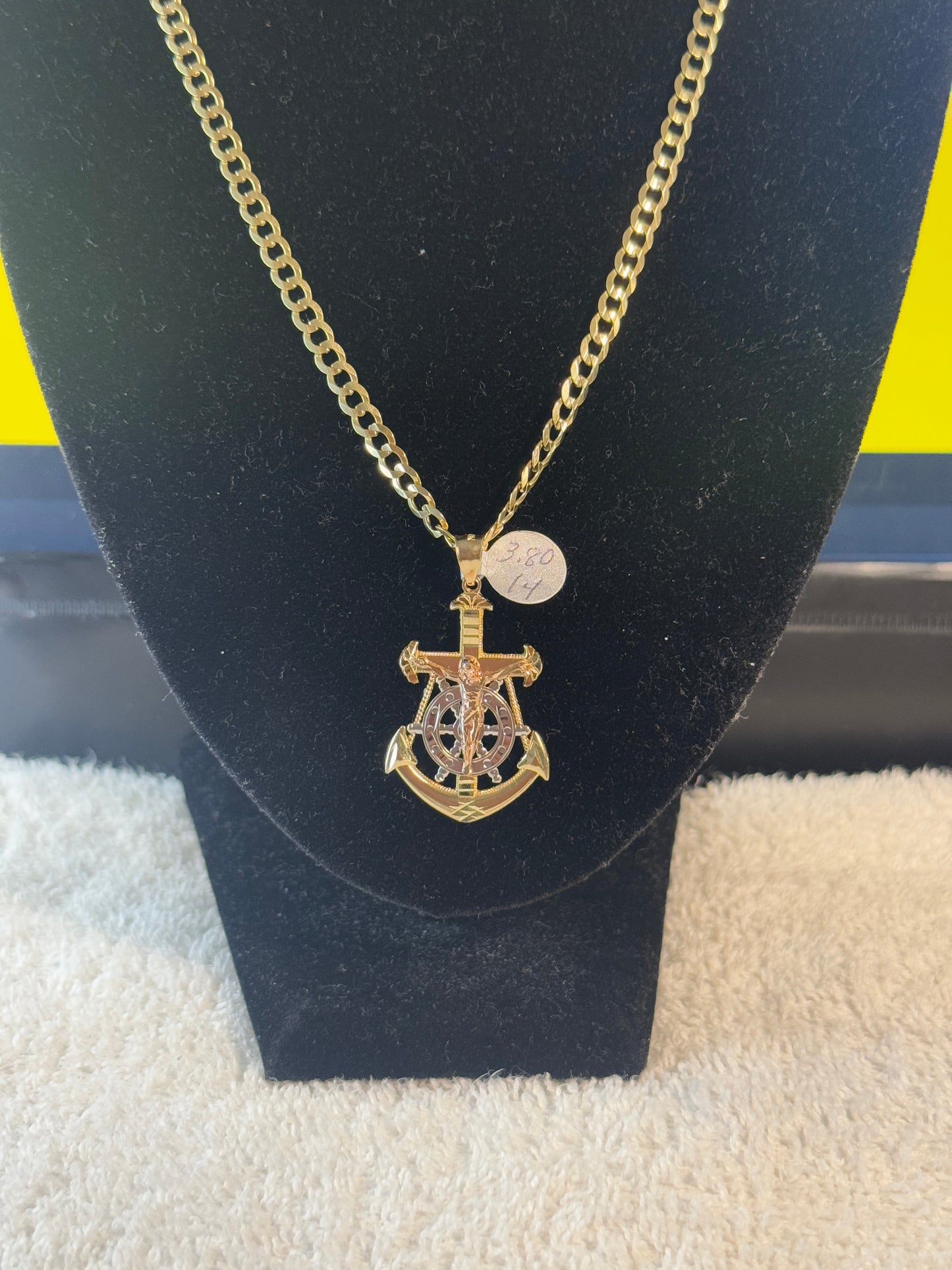 14K Gold 24” inch Crucifix gold Chain for men