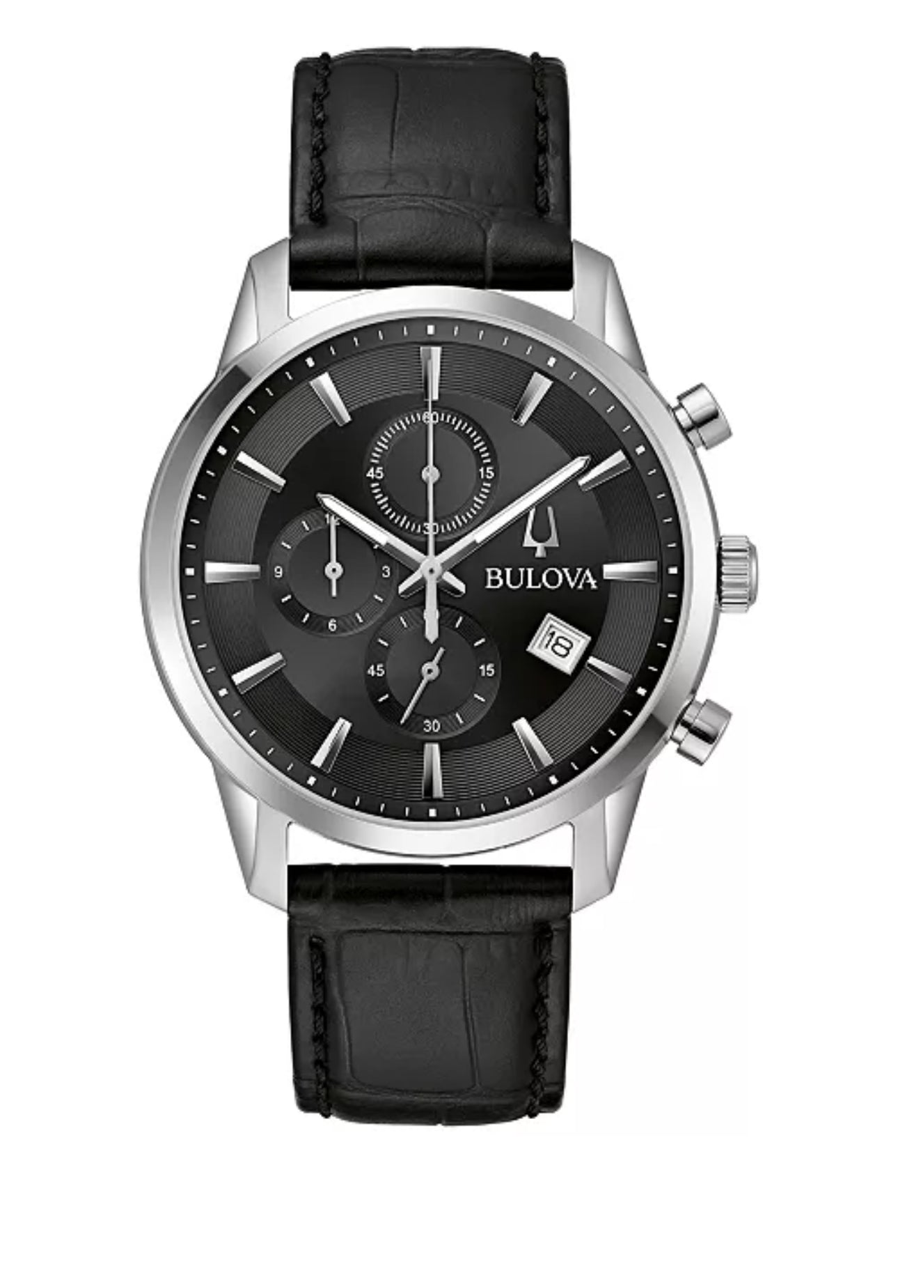 Men's Chronograph Classic Sutton Black Leather Strap Watch 41mm