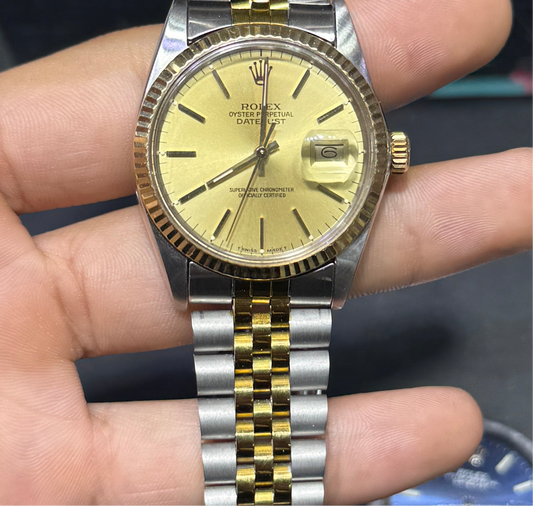 Rolex Oyster Perpetual Datejust Men's Watch 16013 Two-Tone 36mm Gold