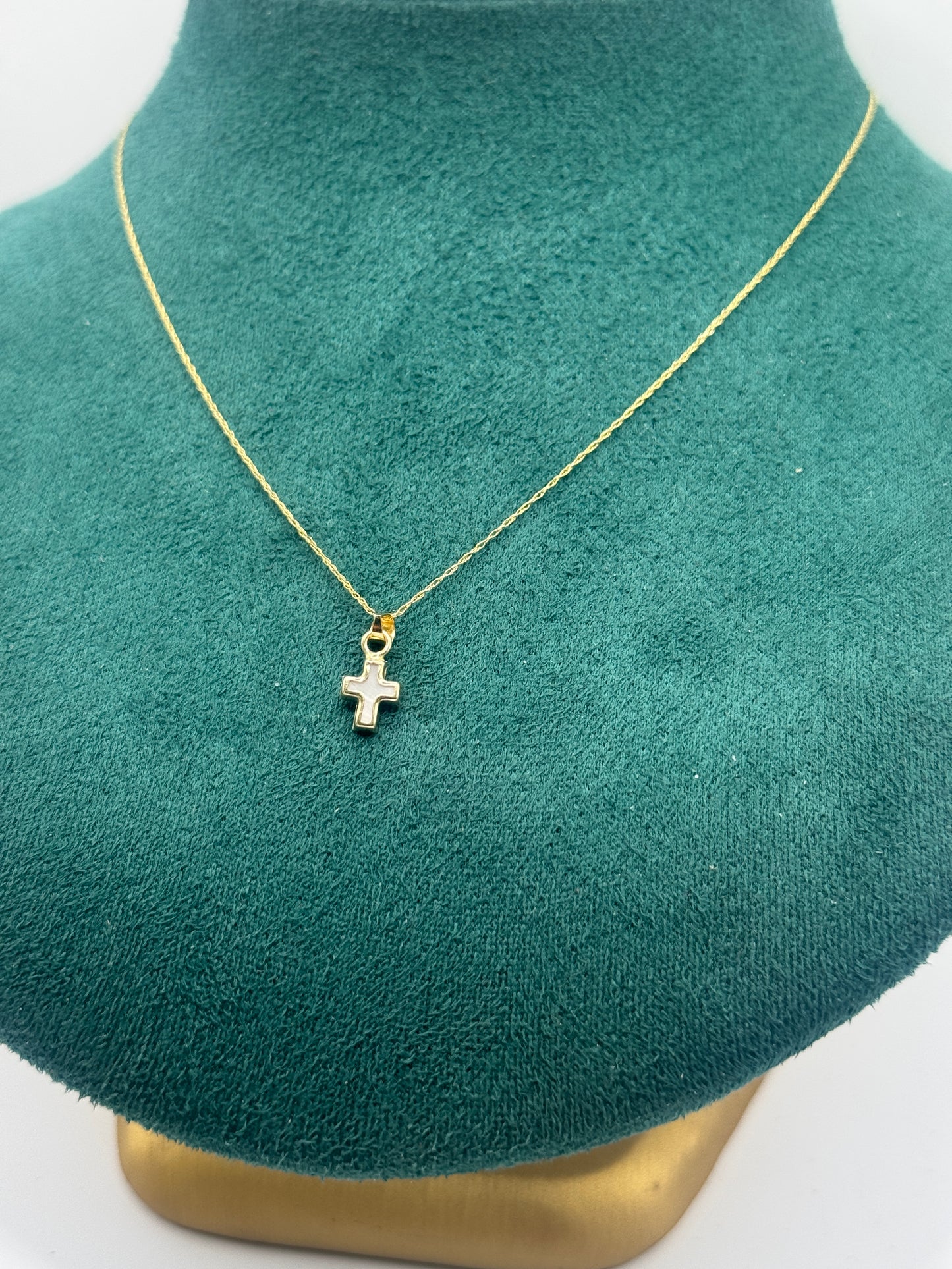 14k gold chain necklace 18”long for women with cross pendant