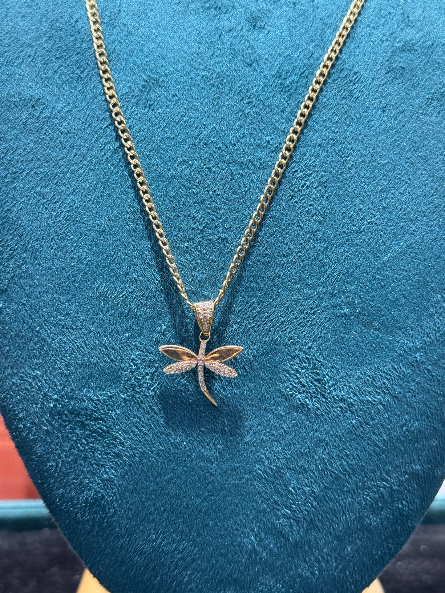 14K Gold Link chain Necklace with Butterfly Pendant for – 20” Inches for women