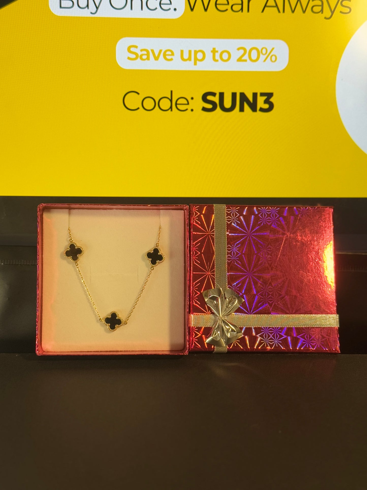 14k gold 18”inch clover chain Necklace for women