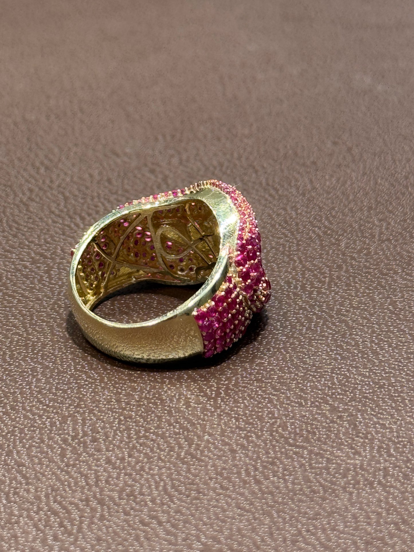 14k gold ring for women with iced grill with ZC