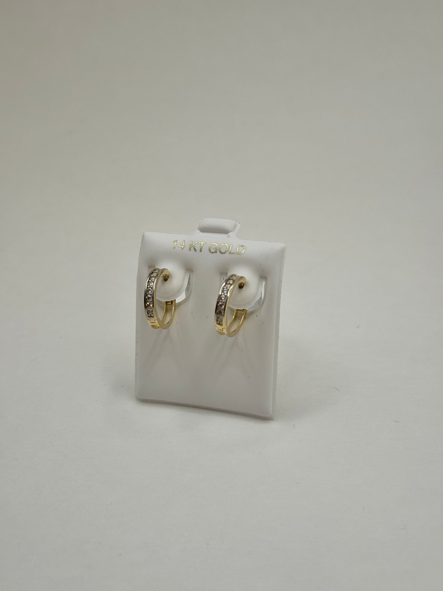 14k Gold Huggie earrings for women with cubic zirconia