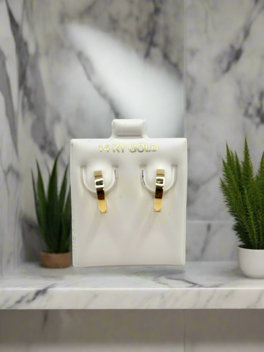 14k gold Huggie round earrings for women
