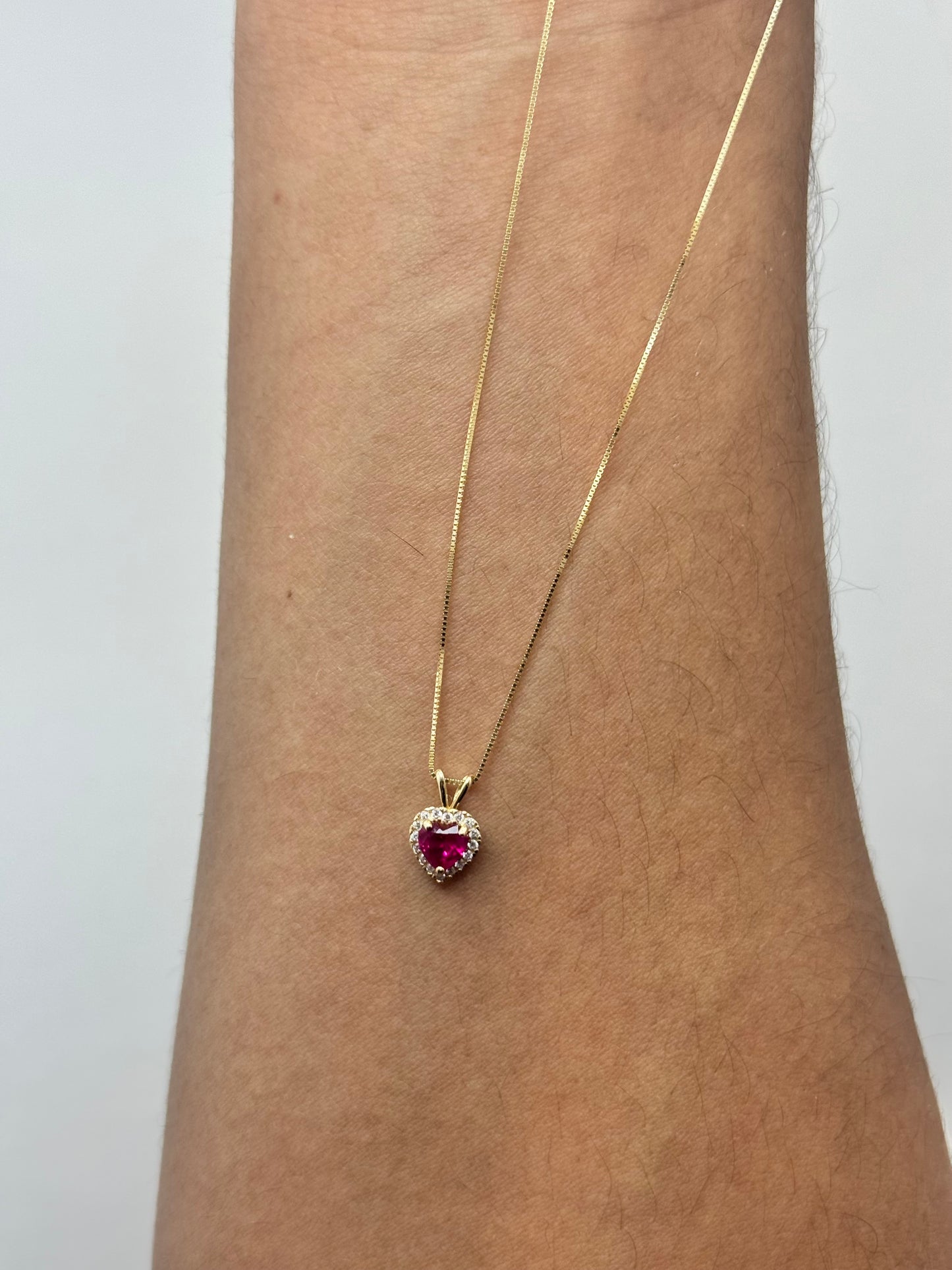 14k Gold Box Chain necklace with heart pendant for women