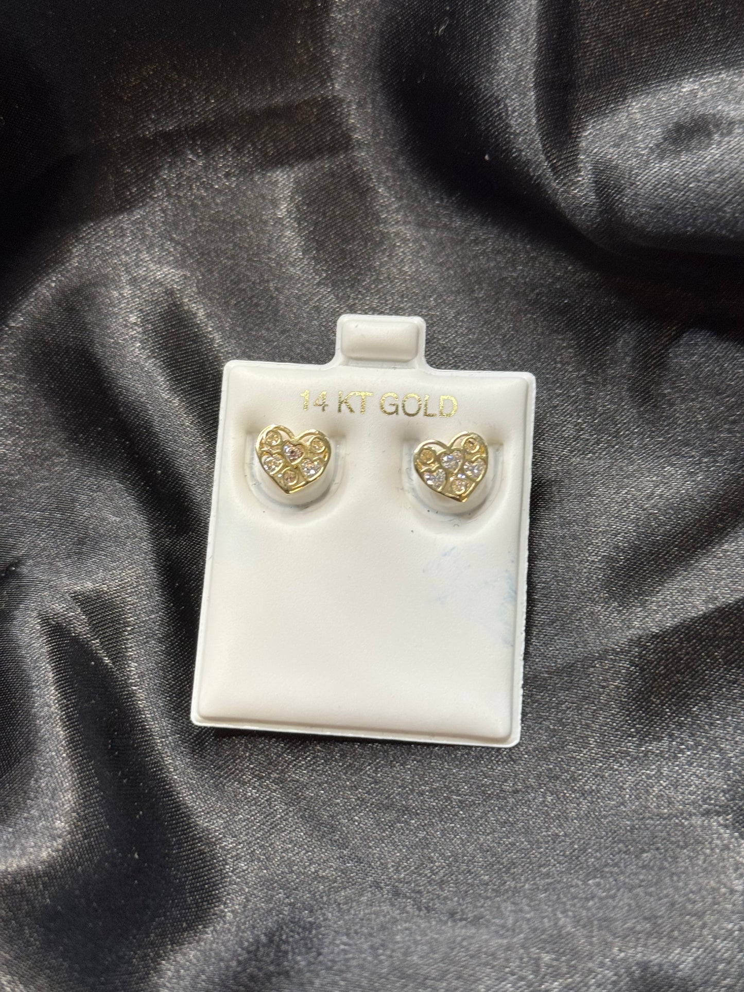 14k gold heart zircon earrings for women