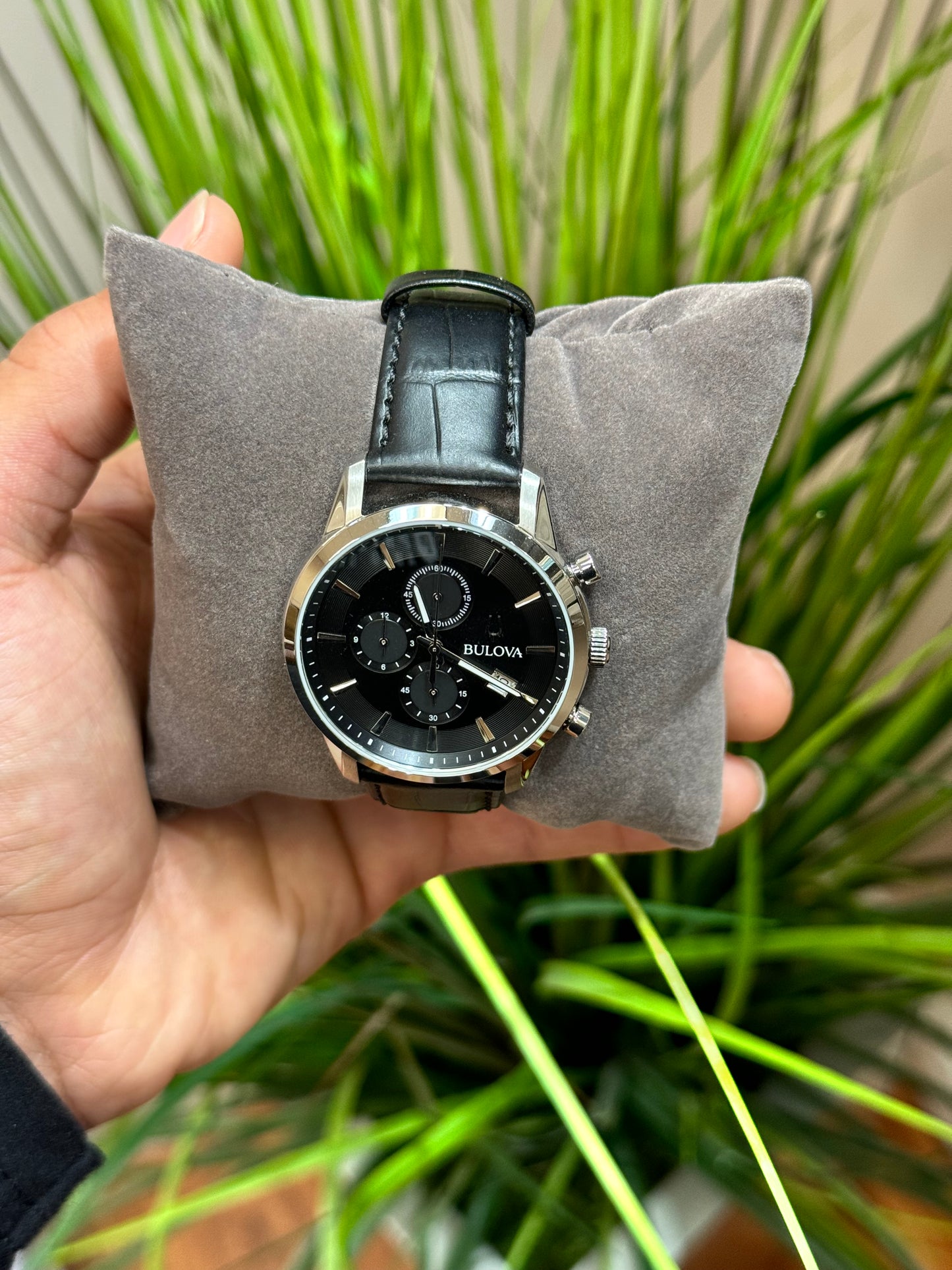Men's Chronograph Classic Sutton Black Leather Strap Watch 41mm