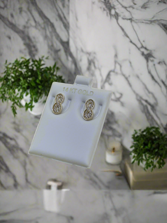 14k gold infinity earring for Women with cubic zirconia